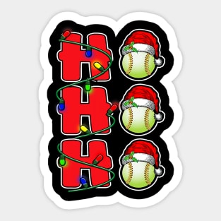 Ho Ho Ho Santa Hat Softball Ball Christmas Funny Men Women Sticker